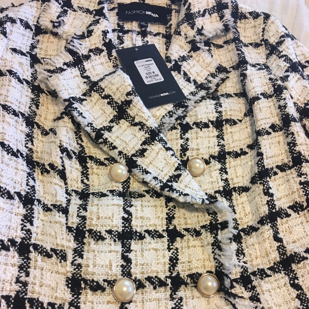 Fashion Nova Black and White Plaid Blazer - Picture 3 of 3